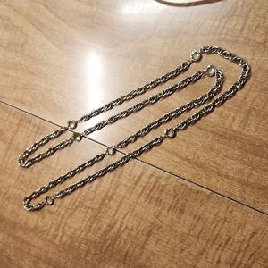 Vintage 40-inch silver art deco chain‎ with gems